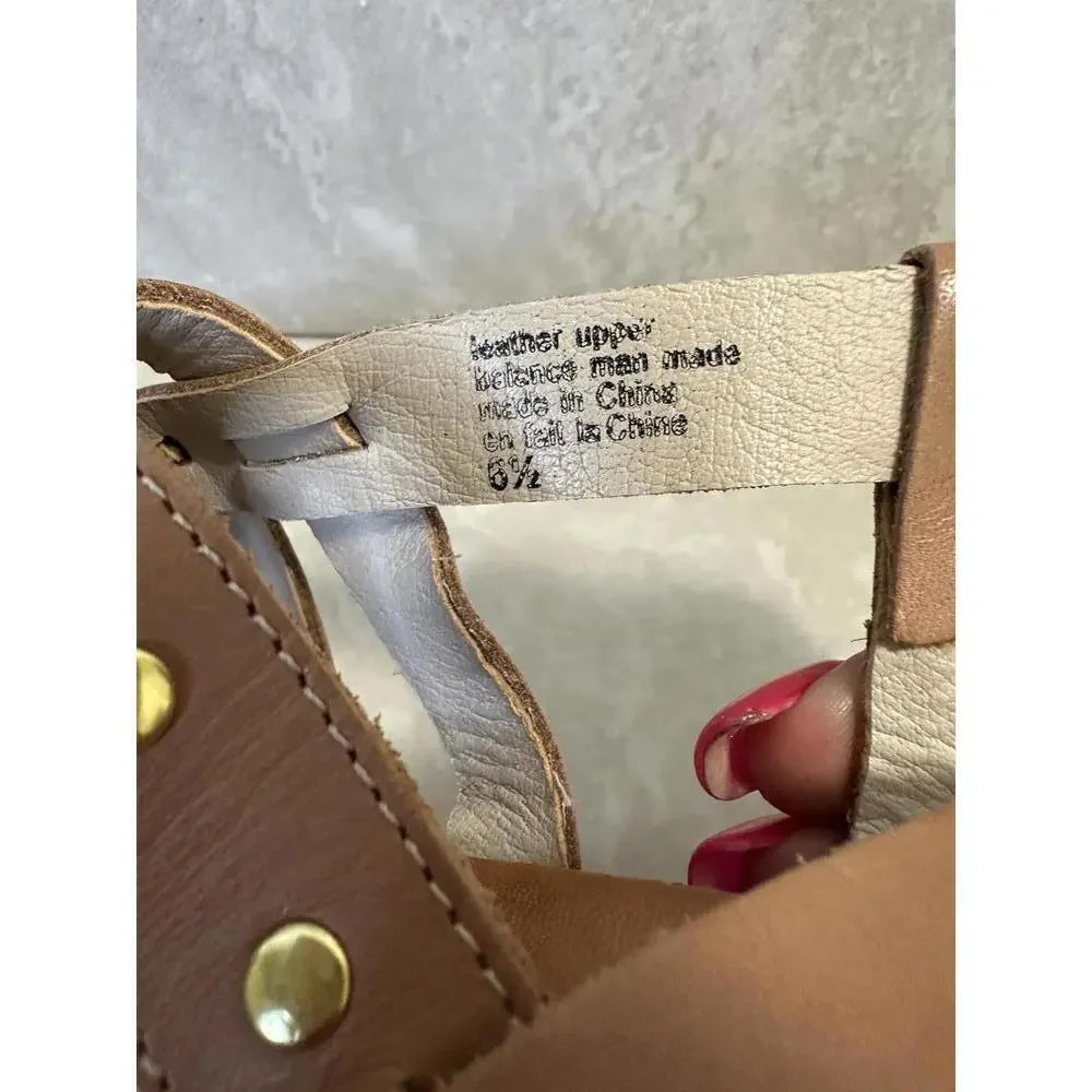 Anthropologie Seychelles tan strappy block heel sandals Size 6.5